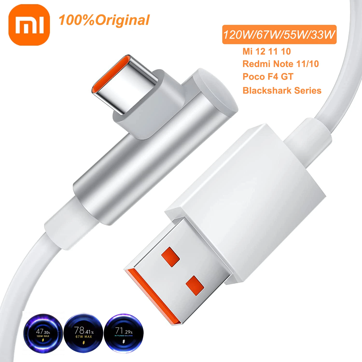 Cable Xiaomi Tipo C 90° Turbo Charge – Carga Rápida